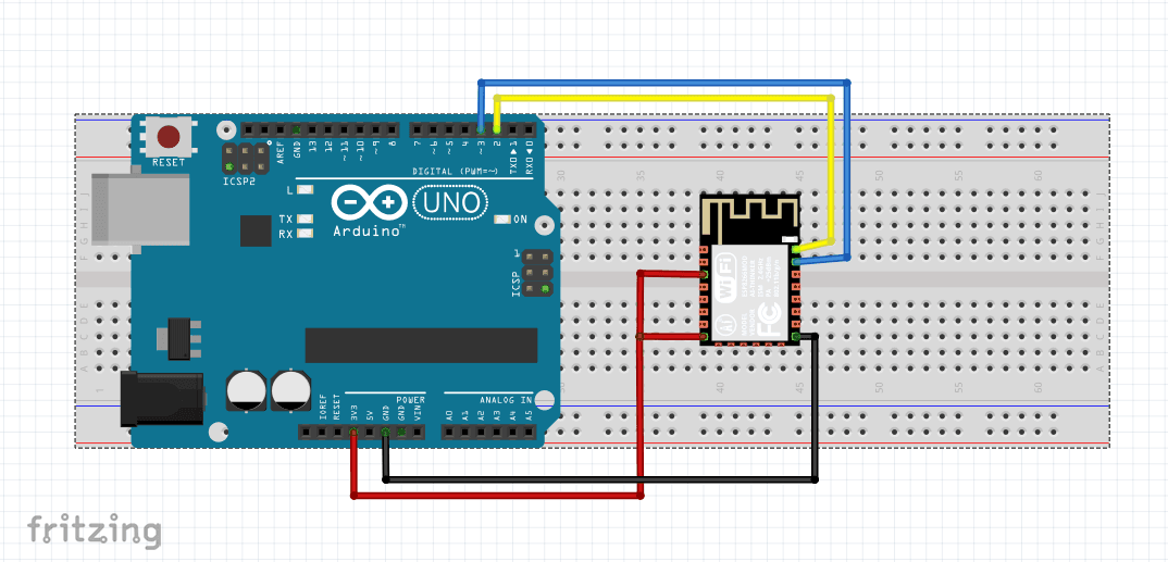 1. skematik komunikasi arduino dengan esp8266
